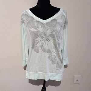 DKNY JEANS mint green lightweight sheer top, Large